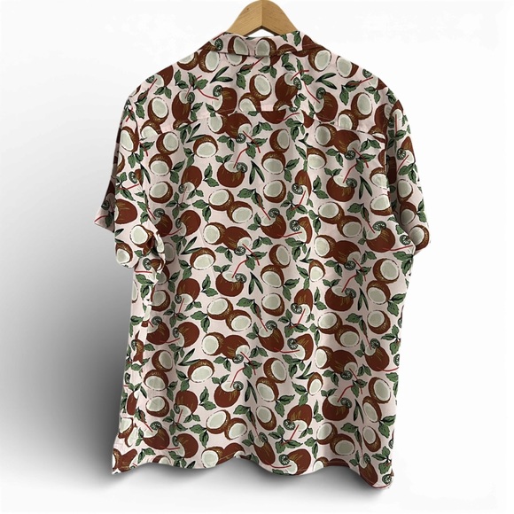 Goodfellow & Co Men's Brown and Green Coconut Patterned Shirt - Picture 3 of 3